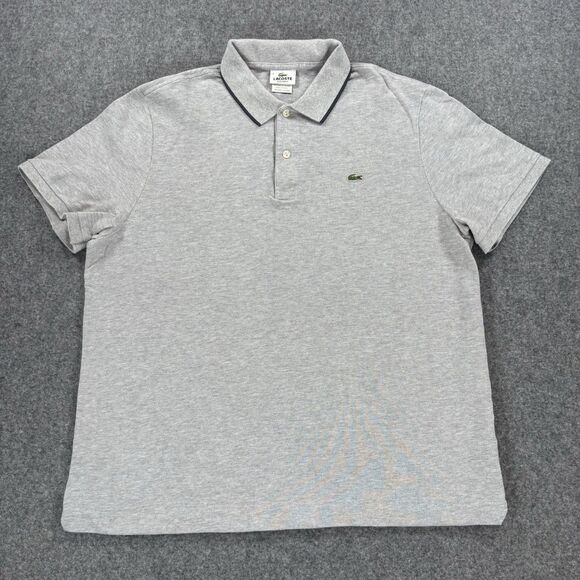 Lacoste Polo Shirt Men's 8 (Measures XL) Short Sleeve Regular Fit Grey - Picture 1 of 8